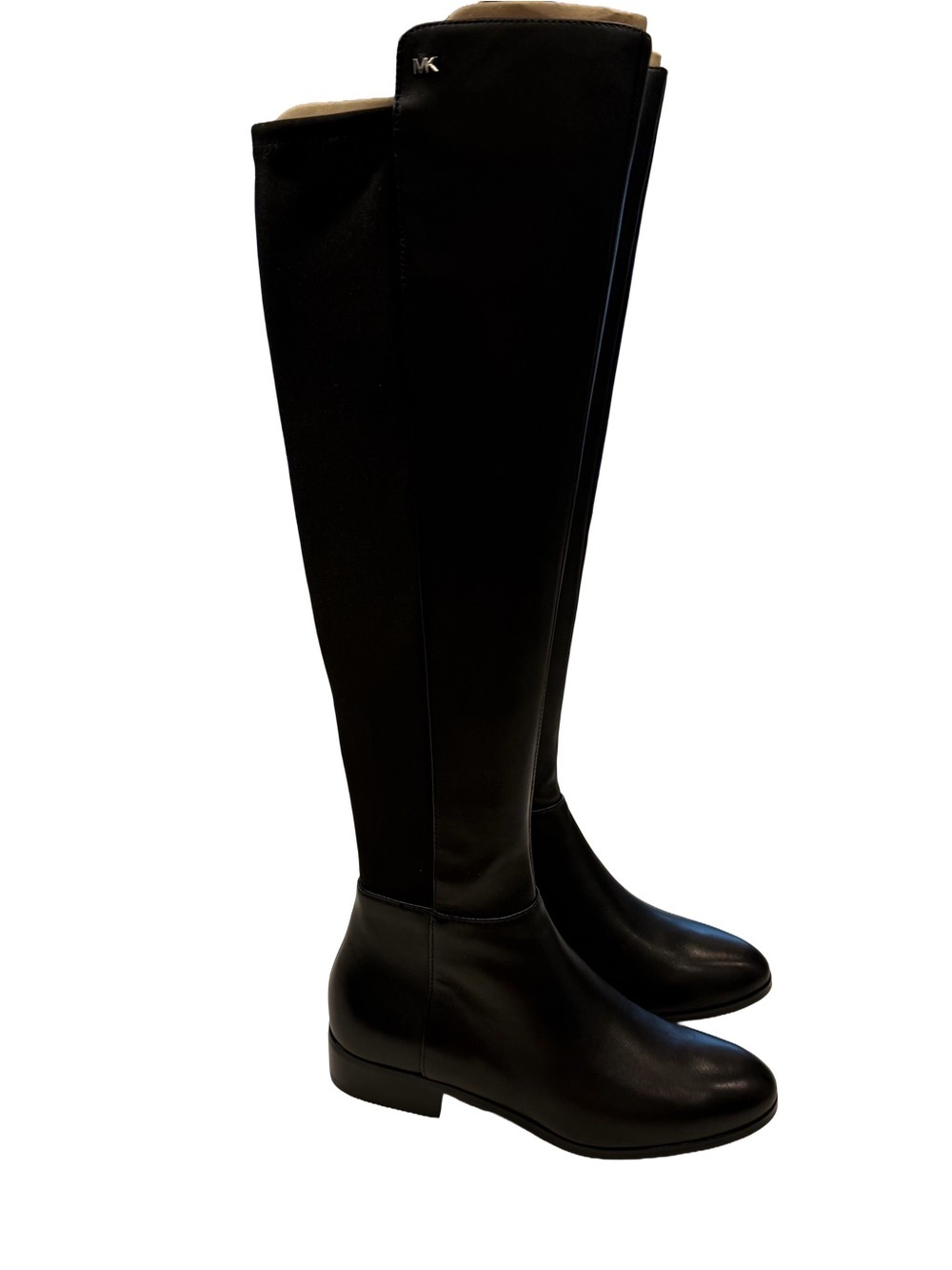 New Michael Kors Bromley Riding Style BootsFlat Black Leather Stretch Sz 5 NEW